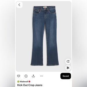 Madewell Midrise Kickout Crop Jeans size 26P